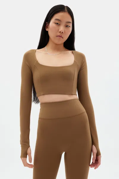 Girlfriend Collective Beachwood Kinsley Seamed Top In Brown