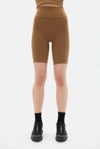 Girlfriend Collective Beachwood Luxe High-rise Bike Short In Brown
