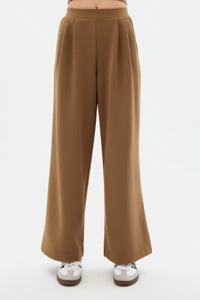 Girlfriend Collective Beachwood Luxe Wide Leg Pant In Gold