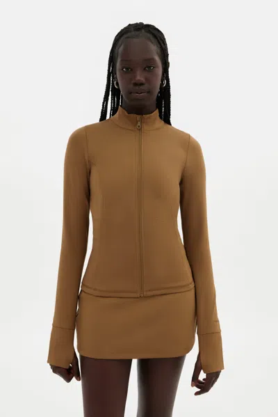 Girlfriend Collective Beachwood Parker Seamed Jacket In Brown