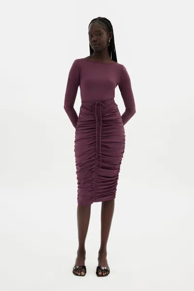Girlfriend Collective Berry Andi Ruched Midi Dress