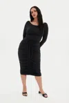 Girlfriend Collective Black Andi Ruched Midi Dress