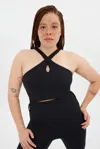 Girlfriend Collective Black Becca X Neck Bra
