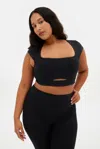 Girlfriend Collective Black Farrah Cap Sleeve Bra