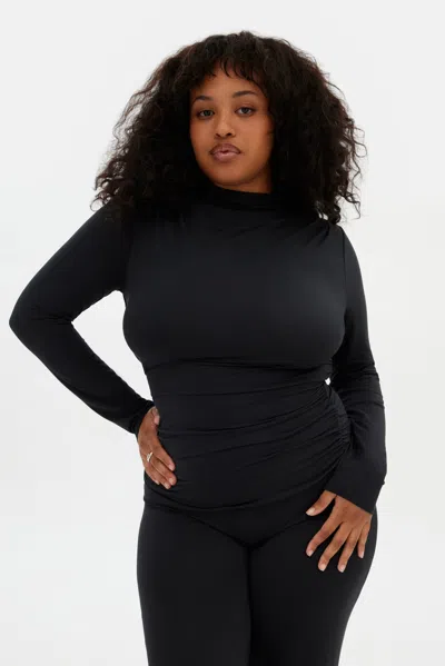 Girlfriend Collective Black Taylor Gathered Top
