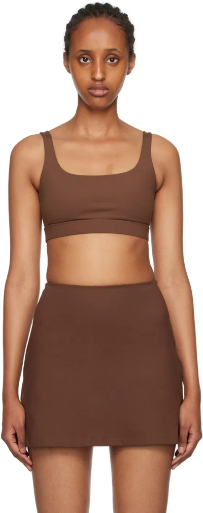 Girlfriend Collective Brown Andy Sport Bra In Earth