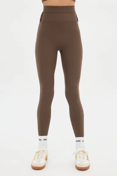 Girlfriend Collective Café Compressive Belt Loop Legging In Brown