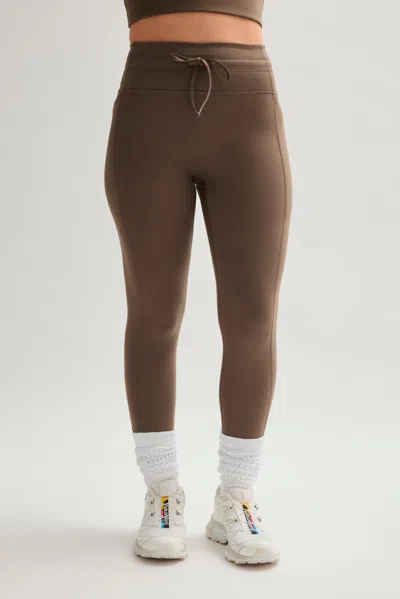 Girlfriend Collective Café Compressive Drawstring Pocket Legging In Brown