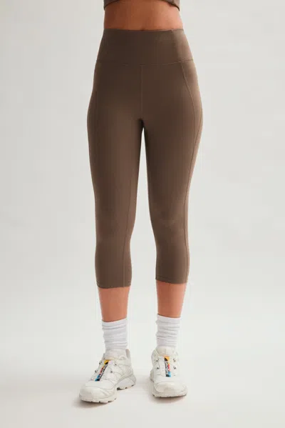 Girlfriend Collective Café Compressive High-rise Capri In Brown