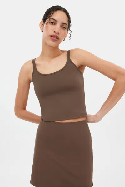 Girlfriend Collective Café Gemma Scoop Tank In Brown