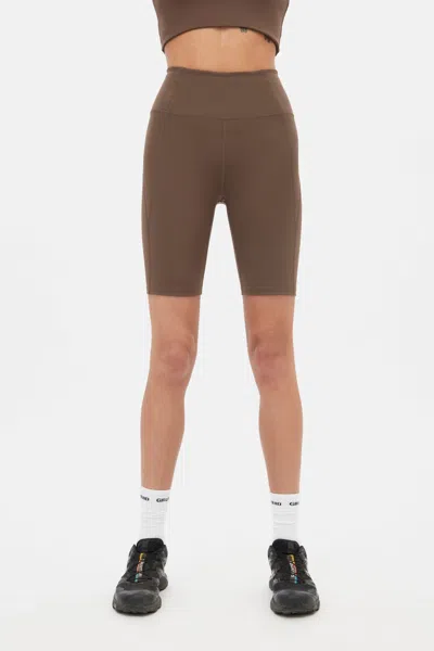 Girlfriend Collective Café High-rise Bike Short In Brown