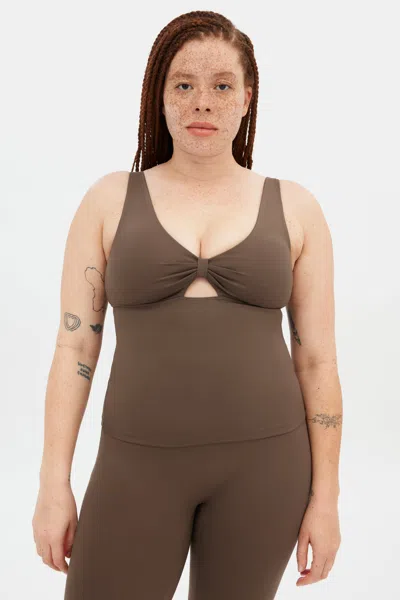 Girlfriend Collective Café Meredith Bow Tank In Brown