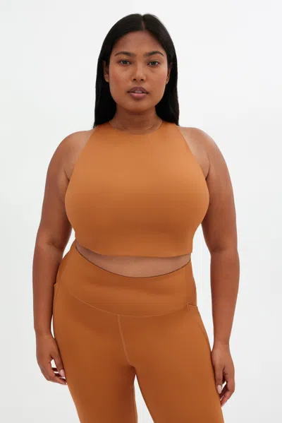 Girlfriend Collective Caramel Dylan Tank Bra In Brown