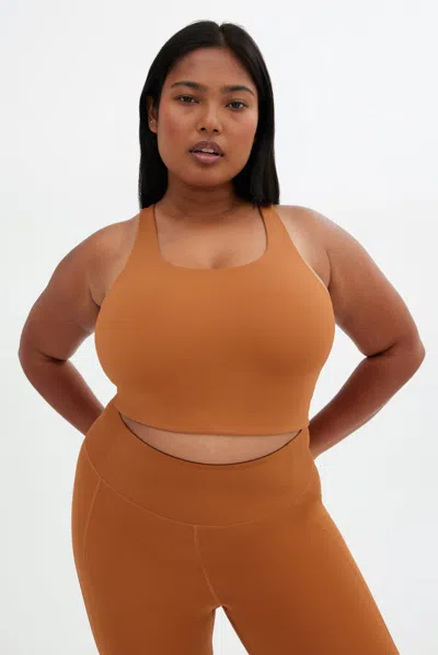 Girlfriend Collective Caramel Paloma Racerback Bra In Orange
