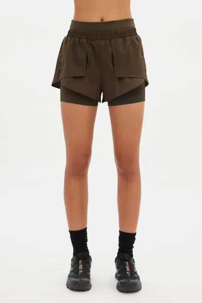 Girlfriend Collective Chestnut Fallon Layered Short