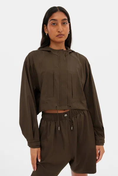 Girlfriend Collective Chestnut Heidi Cropped Jacket In Brown