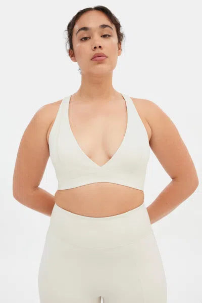 Girlfriend Collective Cloud Cassandra V Neck Bra In White