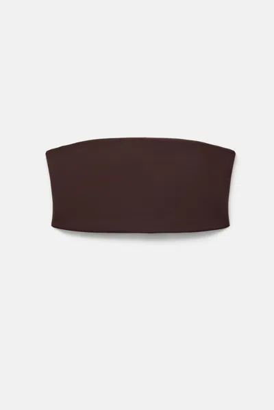 Girlfriend Collective Clove Bandeau Bra In Brown