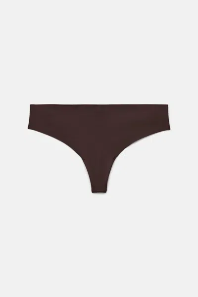Girlfriend Collective Clove Sport Thong In Brown