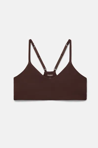 Girlfriend Collective Clove V Neck Bralette In Brown