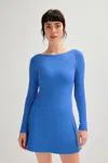 Girlfriend Collective Cobalt Ava Long Sleeve Mini Dress