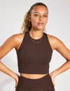 Girlfriend Collective Moon Topanga Halter Bra In Brown