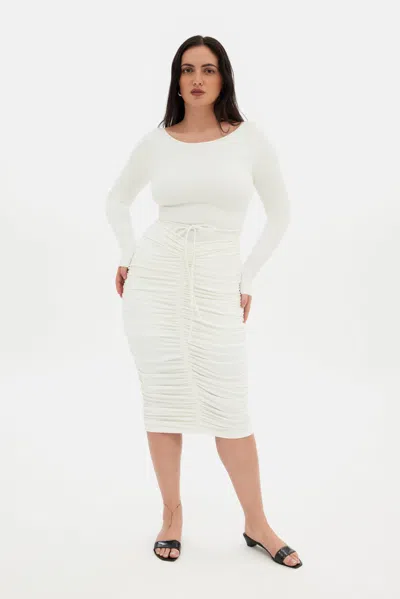 Girlfriend Collective Ivory Andi Ruched Midi Dress