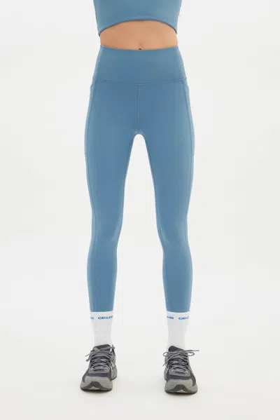Girlfriend Collective Lake Compressive Pocket Legging In Blue