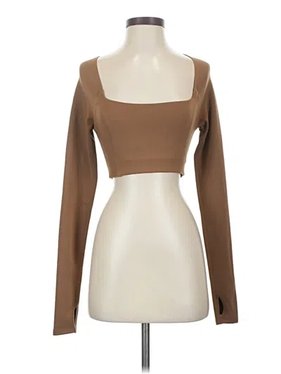 Pre-owned Girlfriend Collective Long Sleeve Top Brown Square Neckline Tops
