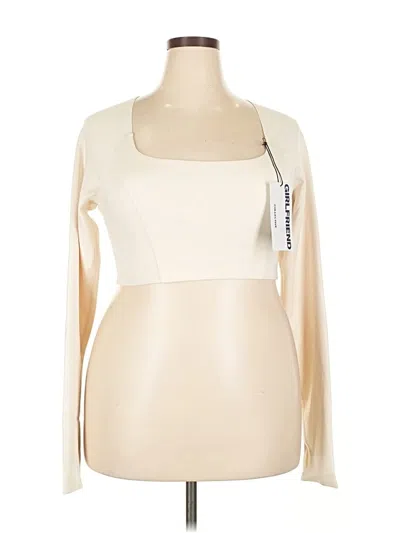 Girlfriend Collective Long Sleeve Top Ivory Square Neckline Tops In Neutral