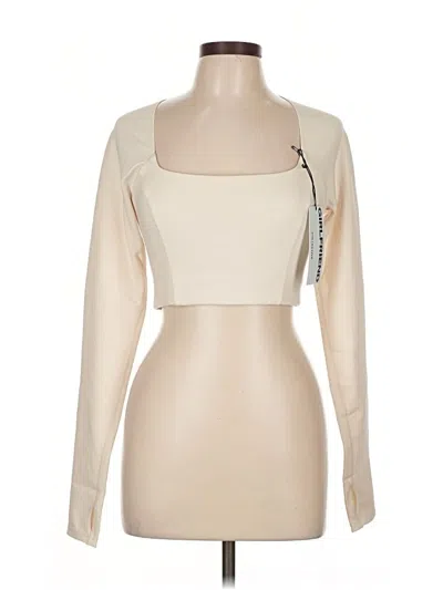 Girlfriend Collective Long Sleeve Top Tan Square Neckline Tops In White