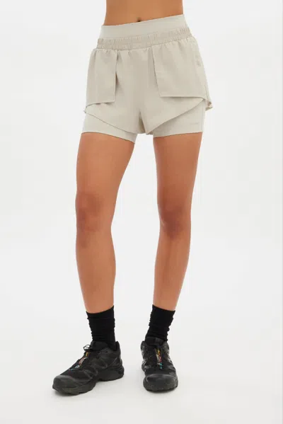 Girlfriend Collective Marble Fallon Layered Short In White