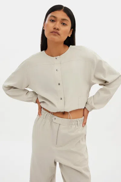 Girlfriend Collective Marble Raquel Snap Front Jacket In White