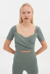 Girlfriend Collective Misty Sage Marla Wrap Top