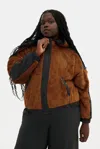 GIRLFRIEND COLLECTIVE OAK RECYCLED FLEECE PANELED BOMBER