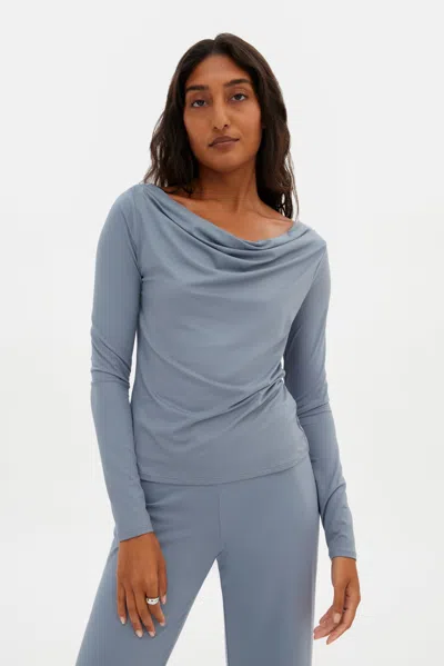 Girlfriend Collective Ocean Ayden Cowl Neck Top In Gray