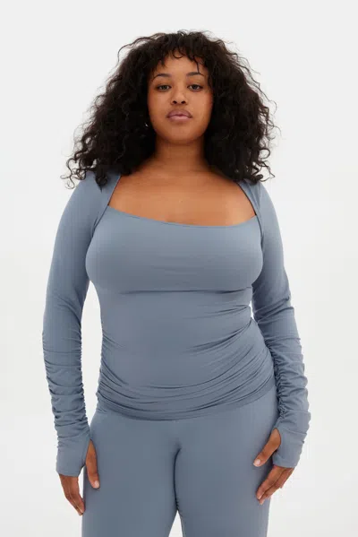 Girlfriend Collective Ocean Genevieve Long Sleeve Top In Gray