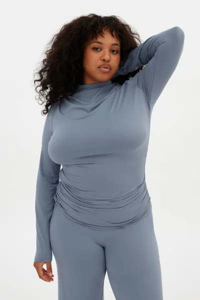 Girlfriend Collective Ocean Taylor Gathered Top In Gray