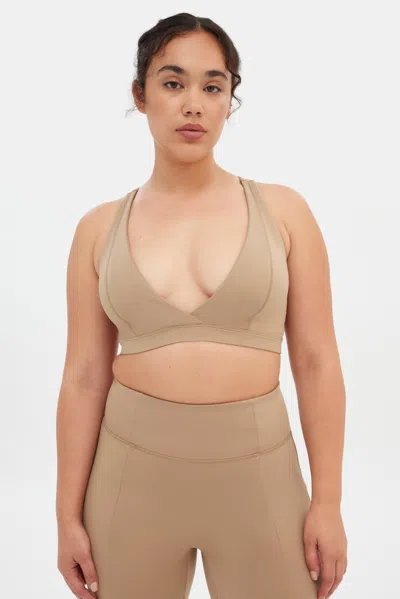 Girlfriend Collective Route Cassandra V Neck Bra In Neutral