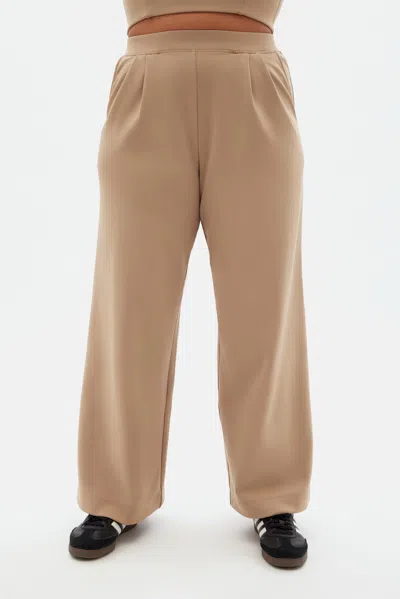 Girlfriend Collective Route Luxe Wide Leg Pant In Gold