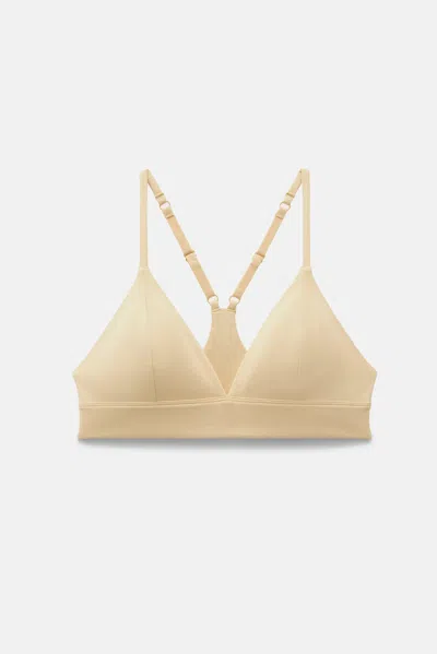 Girlfriend Collective Silk Triangle Bralette In Neutral