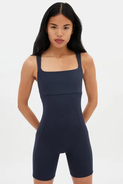Girlfriend Collective Skyline Tina Open Back Unitard In Blue