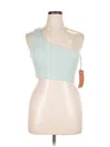 Girlfriend Collective Sleeveless Top Blue One Shoulder Neckline Tops In Green