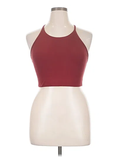 Pre-owned Girlfriend Collective Sleeveless Top Burgundy Halter Neckline Tops