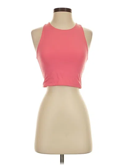 Pre-owned Girlfriend Collective Sleeveless Top Pink Halter Neckline Tops