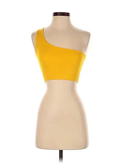 Pre-owned Girlfriend Collective Sleeveless Top Yellow One Shoulder Neckline Tops