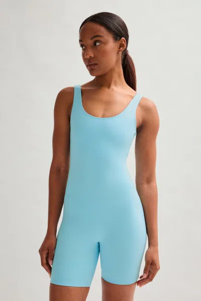 Girlfriend Collective Snowcap Bike Unitard In Blue