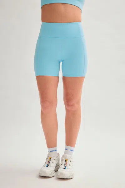 Girlfriend Collective Snowcap Compressive Pocket Run Short In Blue