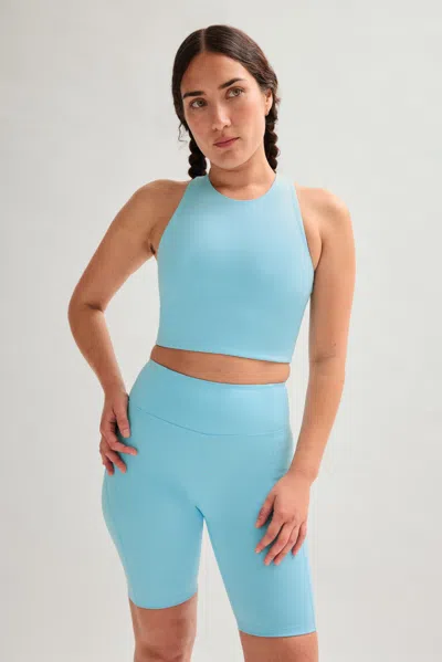 Girlfriend Collective Snowcap Dylan Tank Bra In Blue