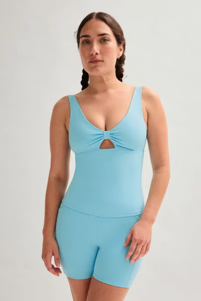 Girlfriend Collective Snowcap Meredith Bow Tank In Blue
